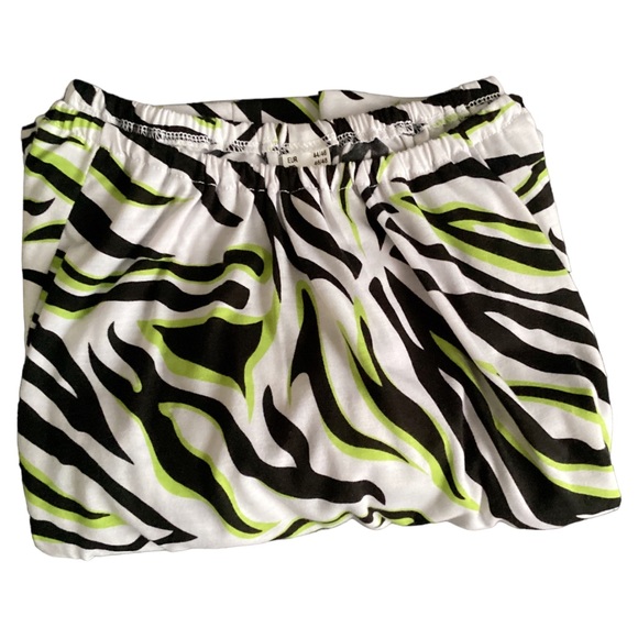 Y2K Women’s Neon White & Black Zebra Print 3/4 Slit Sleeves Off The Shoulder LG - Picture 16 of 16